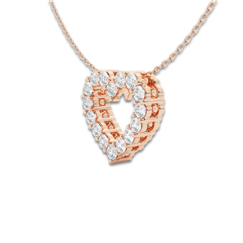 1 ctw Round Lab Grown Diamond Heart Pendant with Adjustable Chain 14K Rose Gold, DE, VS1