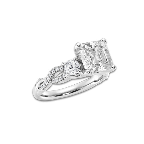 5.61 ctw Asscher Lab-Grown Diamond Side Stone Engagement Ring in 14K White Gold for Women | Colorless D, VVS1 Clarity, IGI Certified 5.00 ct Center Diamond