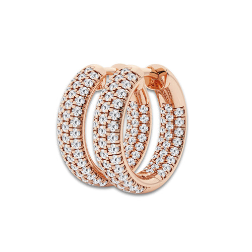 1 1/2 ctw Round Lab Grown Diamond Pave Hoop Earrings 14K Rose Gold, DE, VS1