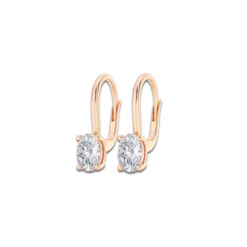2 ctw Oval Lab Grown Diamond Earrings 14K Rose Gold, E, VS1