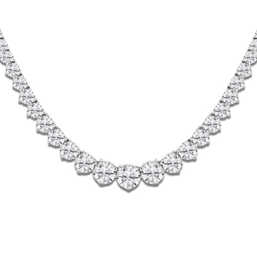 10 ctw Round Lab Grown Diamond Graduated Riviera Necklace 14K White Gold, DE, VS1