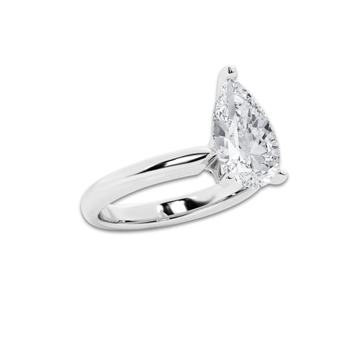 3.00 ctw Pear Lab-Grown Diamond Minimalist Engagement Ring in 14K White Gold for Women | D Color, VVS1 Clarity, IGI Certified