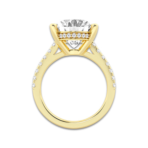 7.45 ctw Oval Lab-Grown Diamond Hidden Halo Side Stone Engagement Ring in 18K Yellow Gold for Women | Colorless E, VS1 Clarity, IGI Certified 7.00 ct Center Diamond