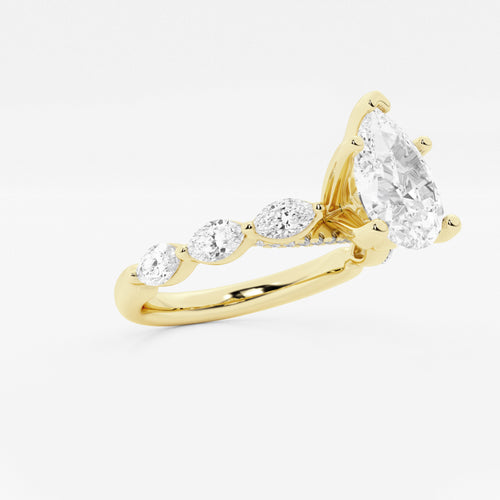 1.91 ctw Pear Lab-Grown Diamond Marquise Side Stone Engagement Ring in 14K Yellow Gold for Women | Colorless E, VS1 Clarity, IGI Certified 1.50 ct Center Diamond