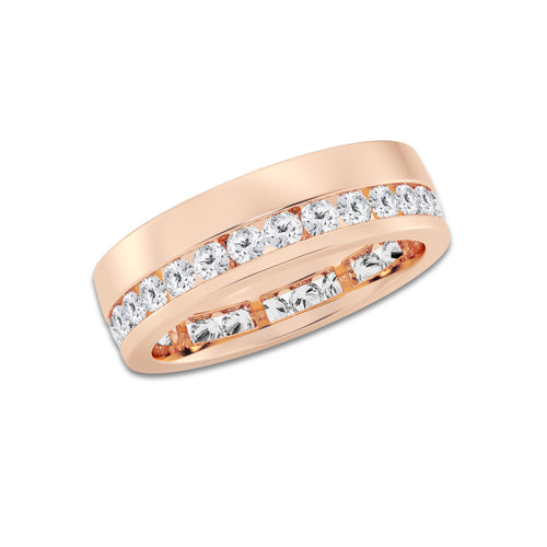 2 ctw Round Lab Grown Diamond High Polish Men's Eternity Band - 6.7mm Width 14K Rose Gold, DE, VS1