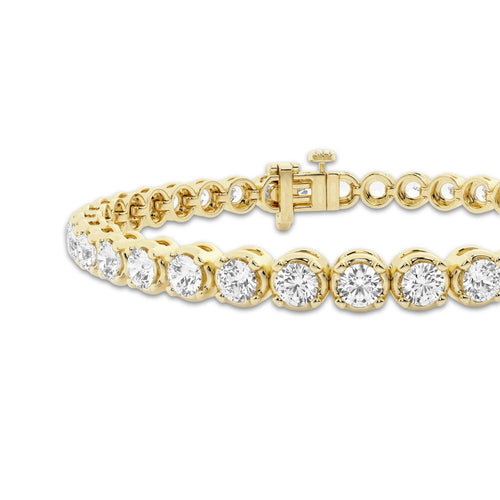 7 ctw Round Lab Grown Diamond Four-Prong Tennis Bracelet - 7 Inches 14K Yellow Gold, DE, VS1