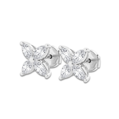 1 1/2 ctw Marquise Lab Grown Diamond Flower Stud Earrings Platinum, DE, VS1
