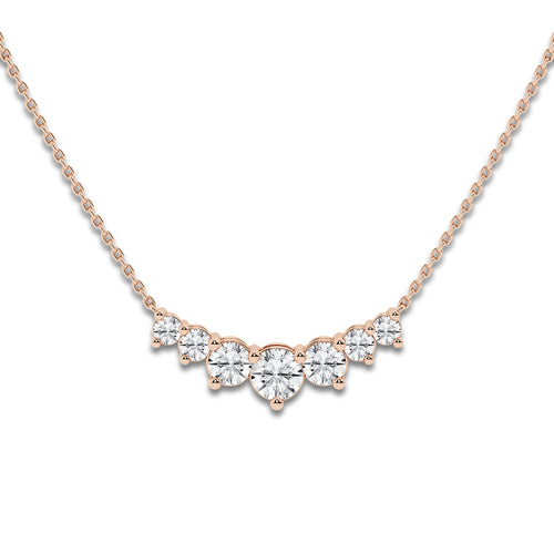 1 1/2 ctw Round Lab Grown Diamond Seven Stone Demi Eternity Necklace 14K Rose Gold, E, VS1 | 1/2 ct Center