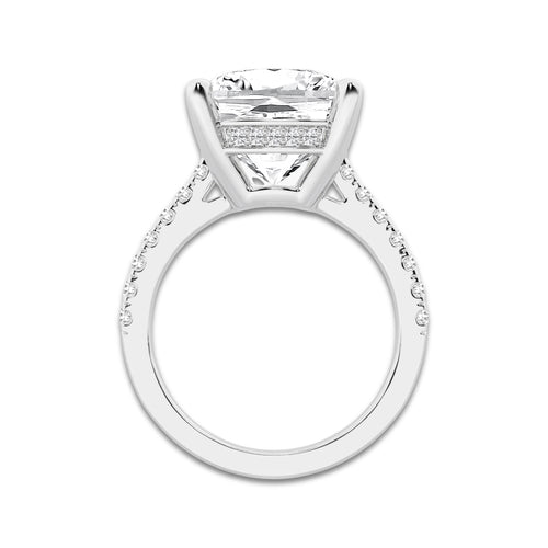 7.37 ctw Cushion Lab-Grown Diamond Hidden Halo Side Stone Engagement Ring in Platinum for Women | Colorless E, VS1 Clarity, IGI Certified 7.00 ct Center Diamond