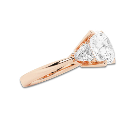5 3/8 ctw Cushion Lab Grown Diamond Engagement Ring 18K Rose Gold, E, VS1 | 4 1/2 ct Center