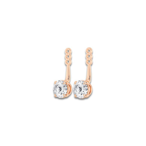 1 1/2 ctw Round Lab Grown Diamond Drop Earring Jackets 14K Rose Gold, E, VS1