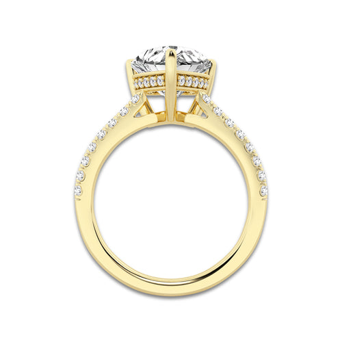 3.28 ctw Heart Lab-Grown Diamond Hidden Halo Side Stone Engagement Ring in 18K Yellow Gold for Women | Colorless E, VS1 Clarity, IGI Certified 3.00 ct Center Diamond