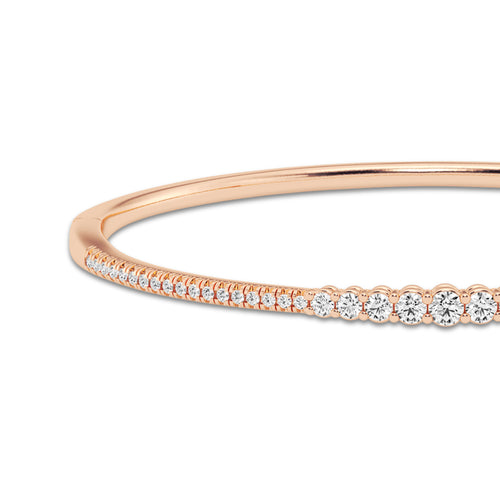 1 ctw Round Lab Grown Diamond Graduated Bangle Bracelet - 7 Inches 14K Rose Gold, DE, VS1