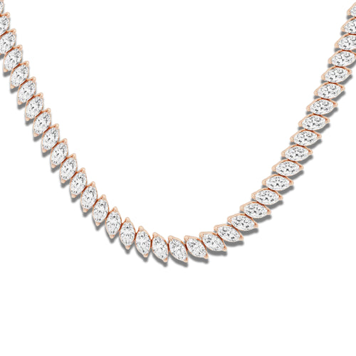 10 ctw Marquise Lab Grown Diamond Marquise Tennis Necklace 14K Rose Gold, DE, VS1