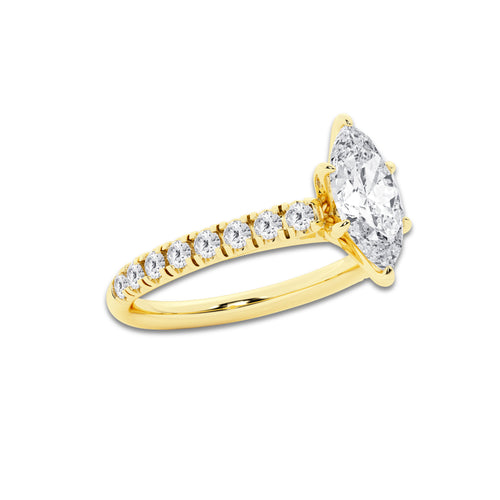 1.39 ctw Marquise Lab-Grown Diamond Pave Engagement Ring in 14K Yellow Gold for Women | D Color, VVS1 Clarity, IGI Certified 1.00 ct Center Diamond