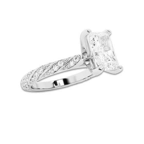 1.94 ctw Radiant Lab-Grown Diamond Twisted Band Engagement Ring in Platinum for Women | Colorless D, VVS1 Clarity, IGI Certified 1.50 ct Center Diamond