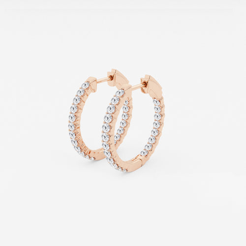 1 ctw Round Lab Grown Diamond Inside Out Hoop Earrings 14K Rose Gold, DE, VS1