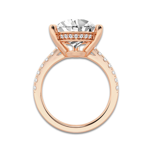 7.39 ctw Pear Lab-Grown Diamond Hidden Halo Side Stone Engagement Ring in 18K Rose Gold for Women | Colorless D, VVS1 Clarity, IGI Certified 7.00 ct Center Diamond