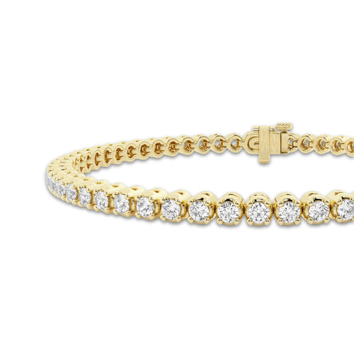 3 ctw Round Lab Grown Diamond Four-Prong Tennis Bracelet - 6.5 Inches 14K Yellow Gold, DE, VS1