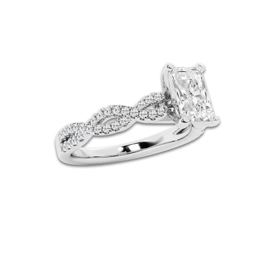 1.25 ctw Radiant Lab-Grown Diamond Twisted Shank Engagement Ring in Platinum for Women | D Color, VVS1 Clarity, IGI Certified 1.00 ct Center Diamond