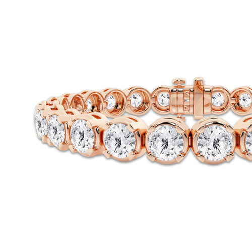 20 ctw Round Lab Grown Diamond Four Prong Tennis Bracelet -7.5 Inches 14K Rose Gold, DE, VS1