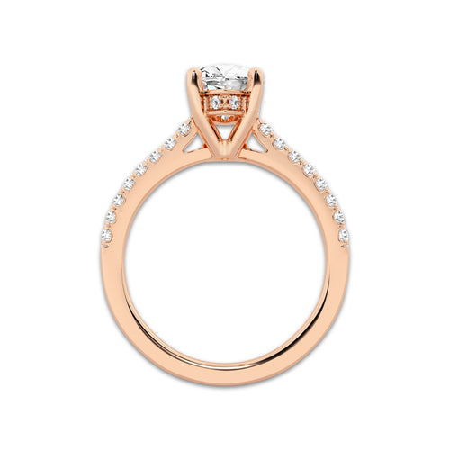 2.24 ctw Marquise Lab-Grown Diamond Hidden Halo Side Stone Engagement Ring in 18K Rose Gold for Women | Colorless D, VVS1 Clarity, IGI Certified 2.00 ct Center Diamond