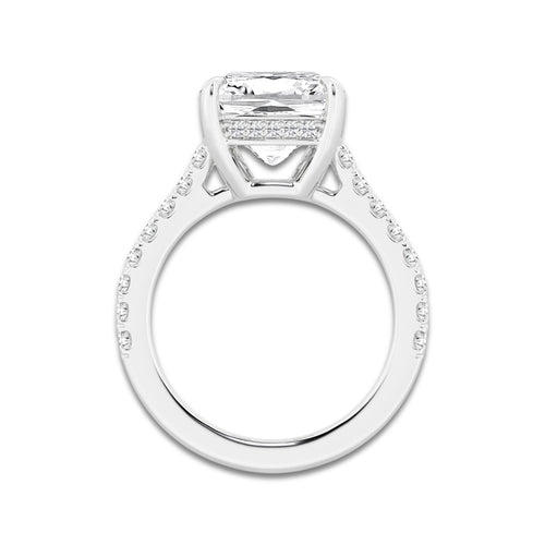 4.35 ctw Cushion Lab-Grown Diamond Hidden Halo Side Stone Engagement Ring in Platinum for Women | Colorless E, VS1 Clarity, IGI Certified 4.00 ct Center Diamond