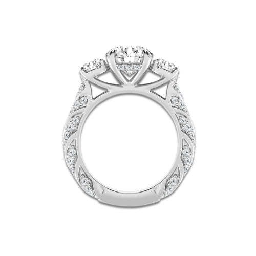 Thea 2 1/2 ctw Round Lab Grown Diamond Three-Stone Engagement Ring 14K White Gold, D, VVS | IGI Certified, 1 1/2 ct Center