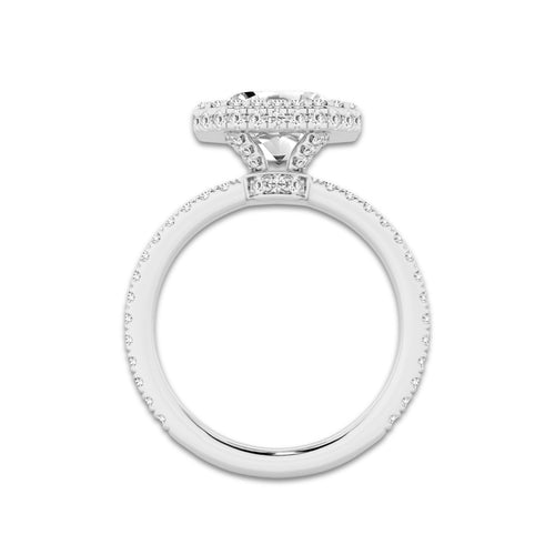 4 ctw Asscher Lab Grown Diamond Micro Pave Halo Engagement Ring Platinum, D, VVS | 3 ct Center