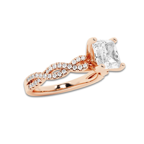 1.75 ctw Asscher Lab-Grown Diamond Twisted Shank Engagement Ring in 14K Rose Gold for Women | E Color, VS1 Clarity, IGI Certified 1.50 ct Center Diamond
