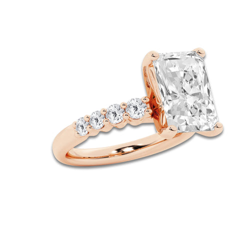 8.66 ctw Radiant Lab-Grown Diamond Side Stone Engagement Ring in 14K Rose Gold for Women | Colorless D, VVS1 Clarity, IGI Certified 8.00 Ct Center Diamond