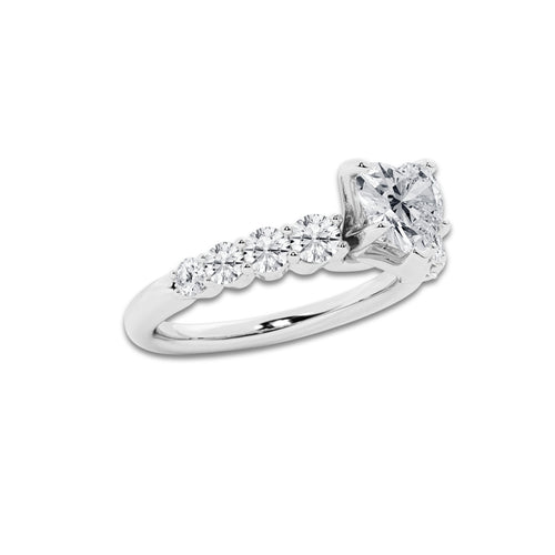 1.54 ctw Heart Lab-Grown Diamond Side Stone Engagement Ring in Platinum for Women | Colorless E, VS1 Clarity, IGI Certified 1.00 Ct Center Diamond