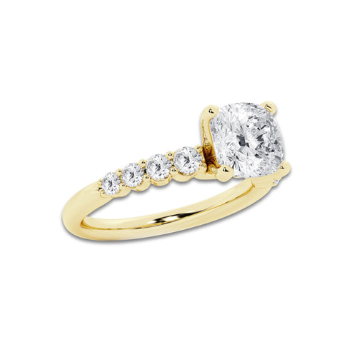 3.04 ctw Pear Lab-Grown Diamond Side Stone Engagement Ring in 14K Yellow Gold for Women | Colorless D, VVS1 Clarity, IGI Certified 2.50 Ct Center Diamond