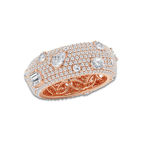 Astrid 3 3/4 ctw Multi-Shape Lab Grown Diamond Pave Scatter Eternity Band 14K Rose Gold, DE, VS1
