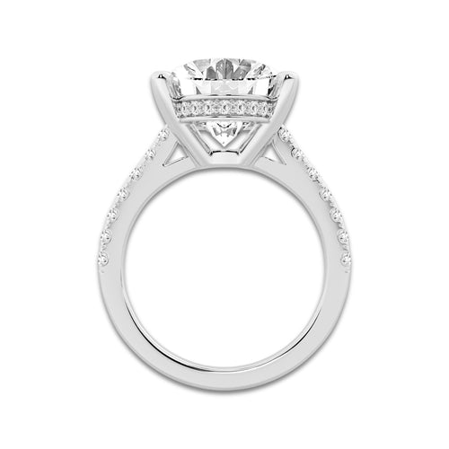 7.45 ctw Oval Lab-Grown Diamond Hidden Halo Side Stone Engagement Ring in Platinum for Women | Colorless E, VS1 Clarity, IGI Certified 7.00 ct Center Diamond