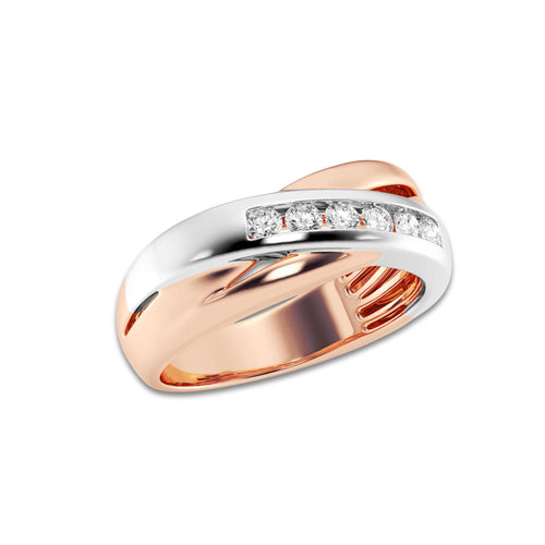 2/5 ctw Round Lab Grown Diamond Men's Crossover Channel Set Wedding Band 14K Two-Tone White & Rose Gold, DE, VS1