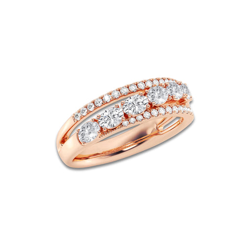 Acapella 1 1/4 ctw Oval and Round Lab Grown Diamond Crossover Band 14K Rose Gold, DE, VS1