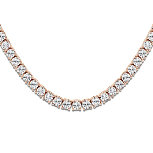 5 ctw Round Lab Grown Diamond Adjustable Choker Tennis Necklace 14K Rose Gold, DE, VS1