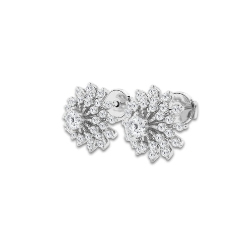 1 ctw Round Lab Grown Diamond Sunburst Earrings Platinum, DE, VS1