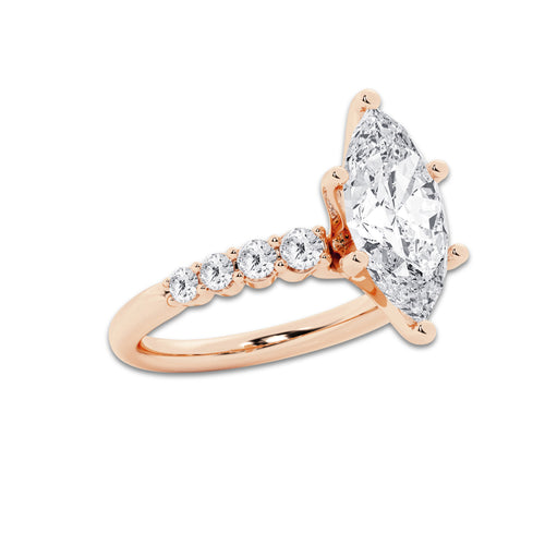4.66 ctw Marquise Lab-Grown Diamond Side Stone Engagement Ring in 14K Rose Gold for Women | Colorless E, VS1 Clarity, IGI Certified 4.00 Ct Center Diamond