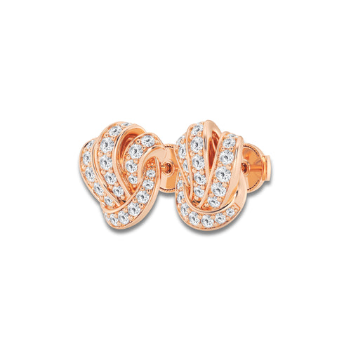 1 1/2 ctw Round Lab Grown Diamond Pave Knot Stud Earrings 14K Rose Gold, DE, VS1