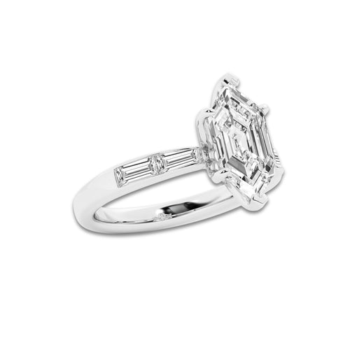 Sally 3 ctw Dutch Marquise Lab Grown Diamond Side Stone Engagement Ring 14K White Gold, D, VVS | IGI Certified, 2 1/2 ct Center