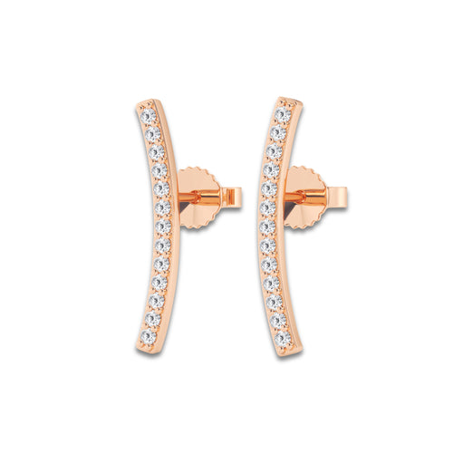1/5 ctw Round Lab Grown Diamond Curved Bar Earrings 14K Rose Gold, DE, VS1