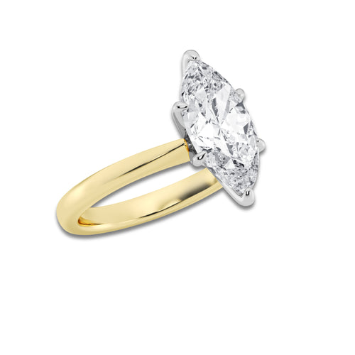 3.00 ctw Marquise Lab-Grown Diamond Solitaire Engagement Ring in 14K White Gold And Yellow Gold for Women | Colorless D, VVS1 Clarity, IGI Certified