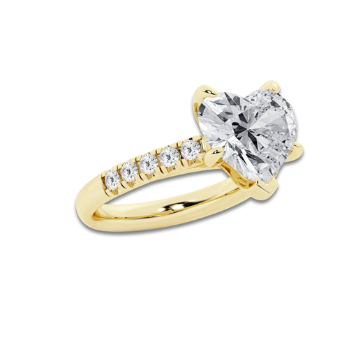 5.43 ctw Heart Lab-Grown Diamond Pave Engagement Ring in 14K Yellow Gold for Women | D Color, VVS1 Clarity, IGI Certified 5.00 ct Center Diamond