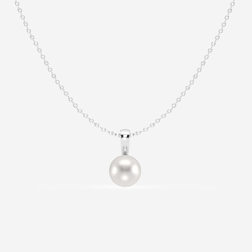 7.5 - 8.0 mm Cultured Freshwater Pearl Pendant 14K White Gold