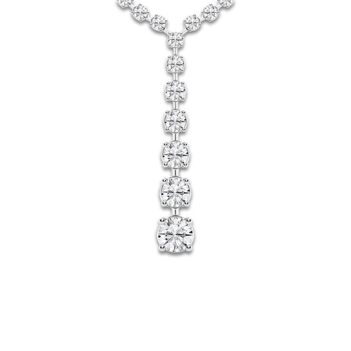 19 5/8 ctw Round Lab Grown Diamond Lariat Tennis Necklace 14K White Gold, DE, VS1
