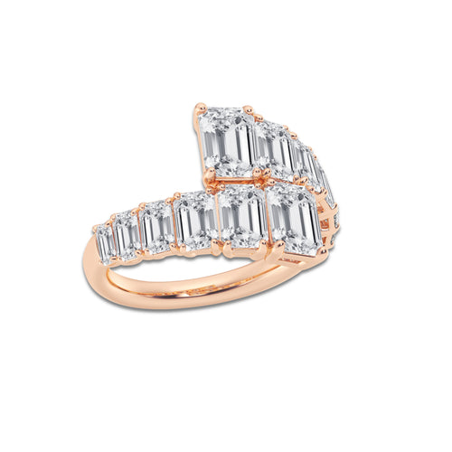 Octave 4 ctw Emerald Lab Grown Diamond Graduated Bypass Ring 14K Rose Gold, DE, VS1