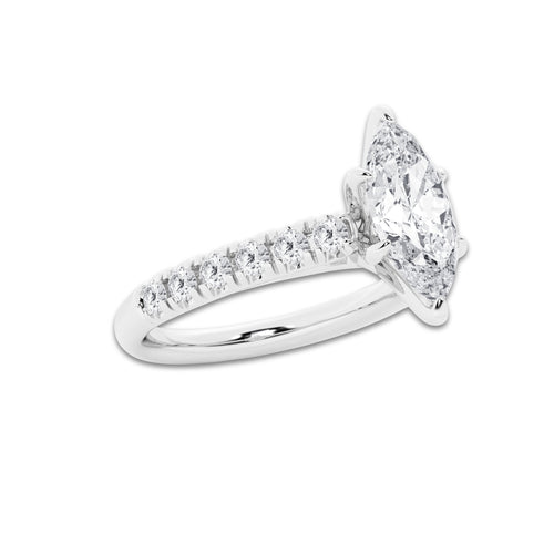 1.91 ctw Marquise Lab-Grown Diamond Pave Engagement Ring in 14K White Gold for Women | E Color, VS1 Clarity, IGI Certified 1.50 ct Center Diamond
