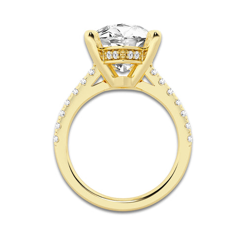 8.46 ctw Marquise Lab-Grown Diamond Hidden Halo Side Stone Engagement Ring in 18K Yellow Gold for Women | Colorless D, VVS1 Clarity, IGI Certified 8.00 ct Center Diamond